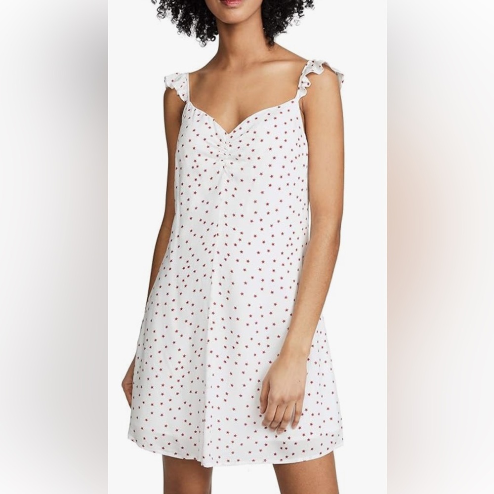 BB Dakota Stars Align Star Print Mini Dress Ruffle Strap Celestial Size 10